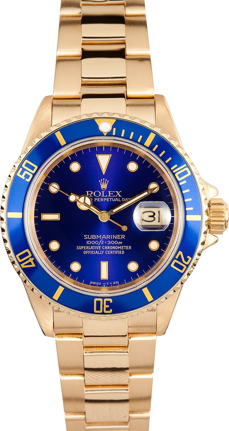 18K Gold Rolex Submariner 16618 WE00106