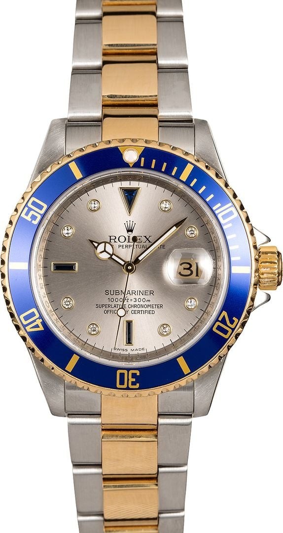 AAA Men's Rolex Submariner 16613 Slate Serti WE00291