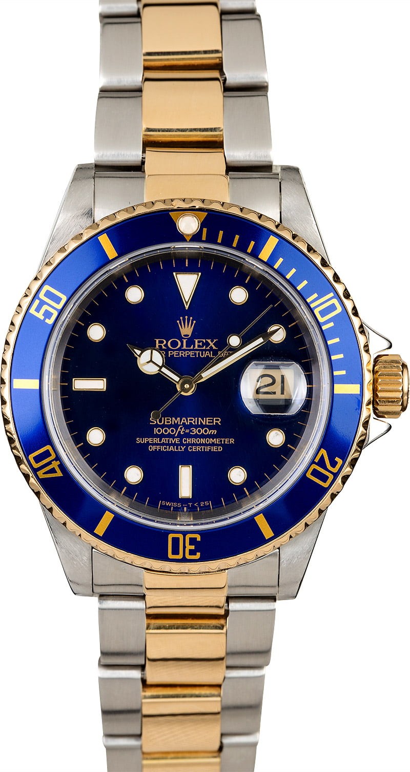 Blue Dial Rolex Submariner 16613 Oyster Bracelet WE03792