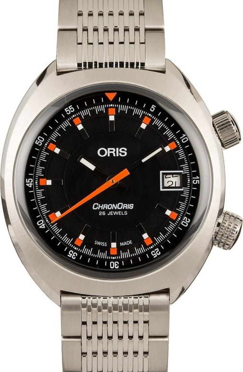 Copy Oris Chronoris Date Black Dial Steel Bracelet WE02003