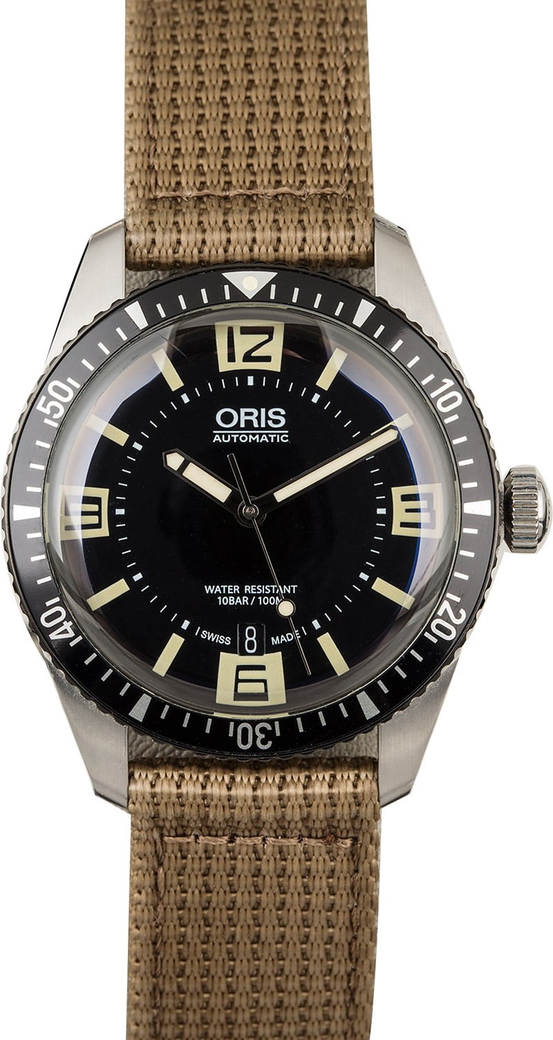 Designer Oris Divers Sixty-Five Beige Textile Strap WE02124