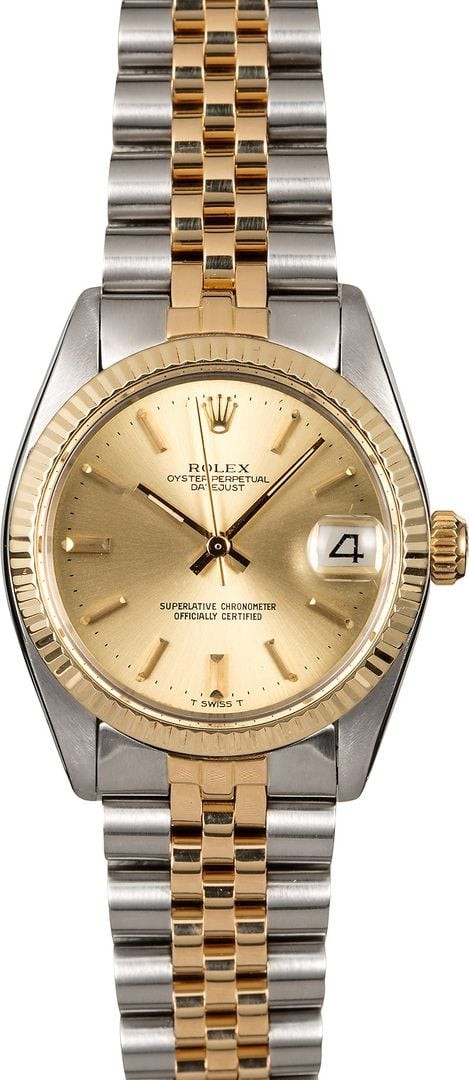 Fake Best Quality Mid-Size Rolex Datejust 6827 Champagne Dial WE02395