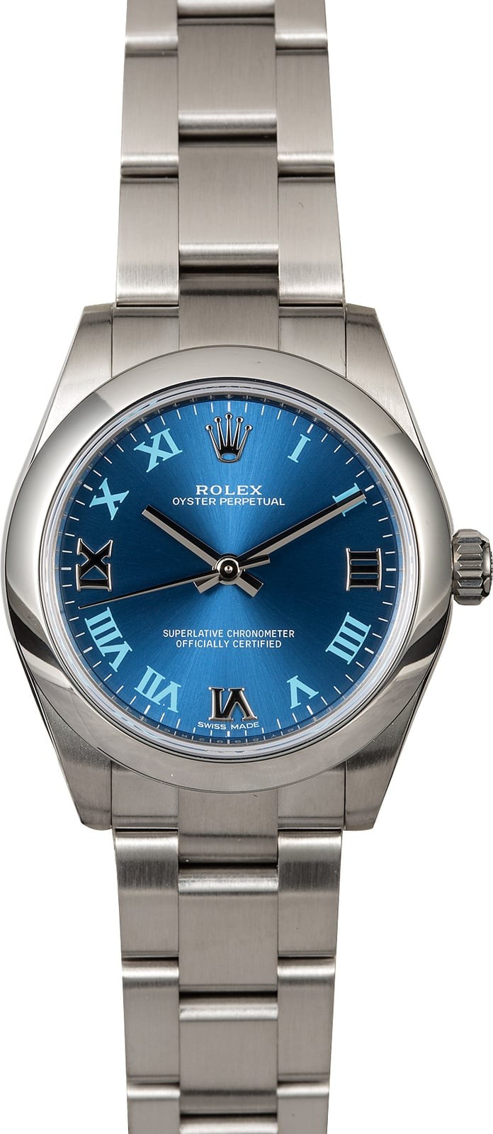 Fashion Fake Rolex Oyster Perpetual 177200 Blue Roman Dial WE01070