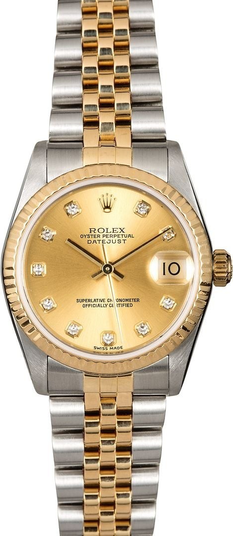 Fashion Midsize Rolex Datejust 68273 Diamond Dial TT WE02015