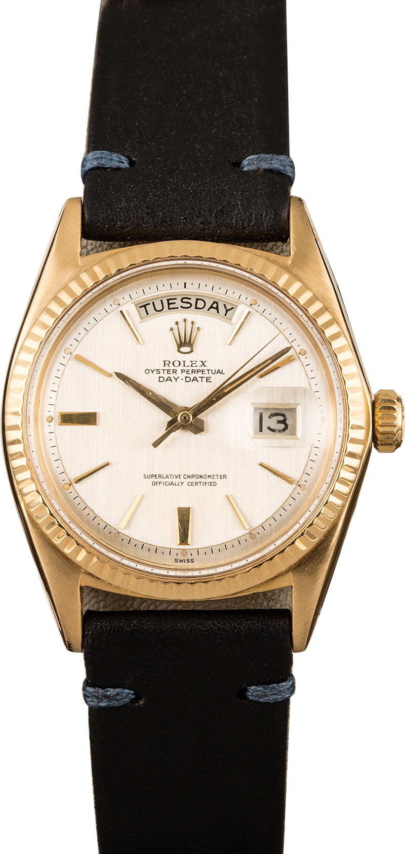 Imitation Hot Vintage Rolex Day Date 1803 'Pie Pan' Dial Leather Strap WE02772