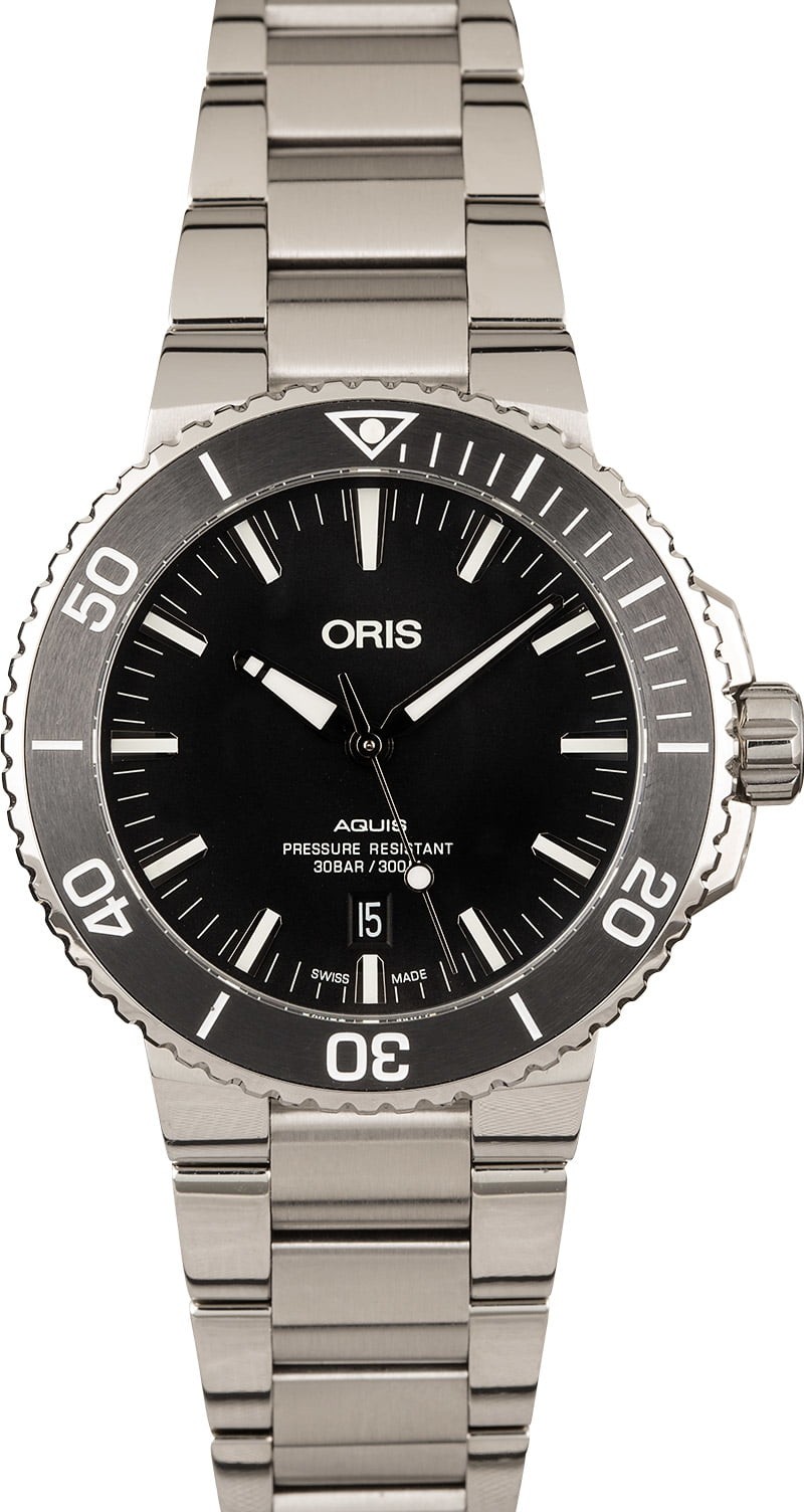 Imitation Oris Aquis Date Black Dial Steel Bracelet WE02883