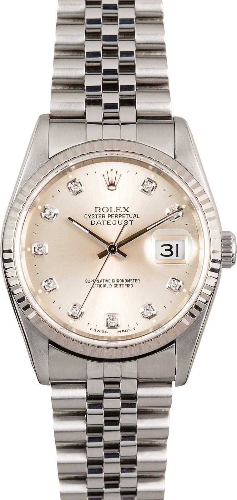 Knockoff Rolex Datejust 16234 Silver Diamond Dial WE01511