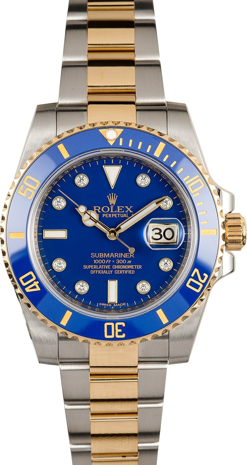 Luxury Rolex Submariner Blue 116613 Diamond Dial WE01775