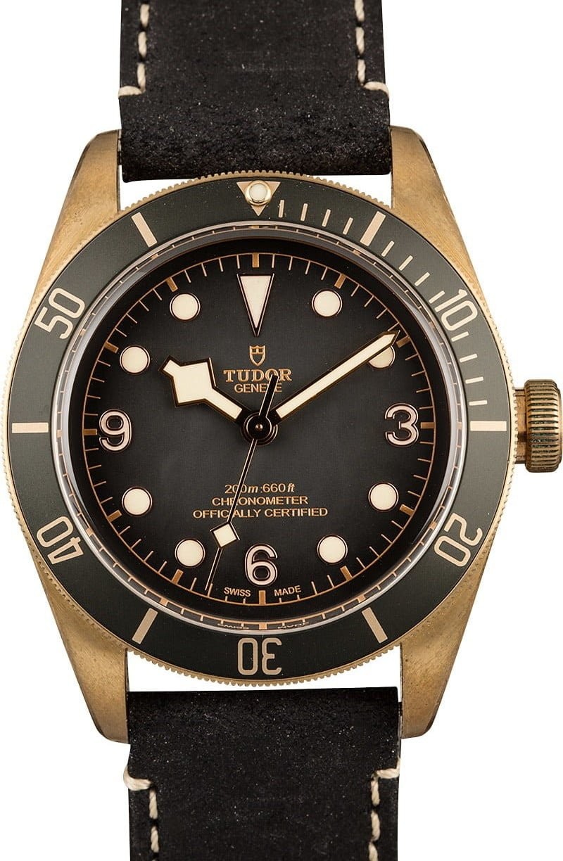 New Tudor Heritage Black Bay Bronze 79250B Leather Strap WE02553
