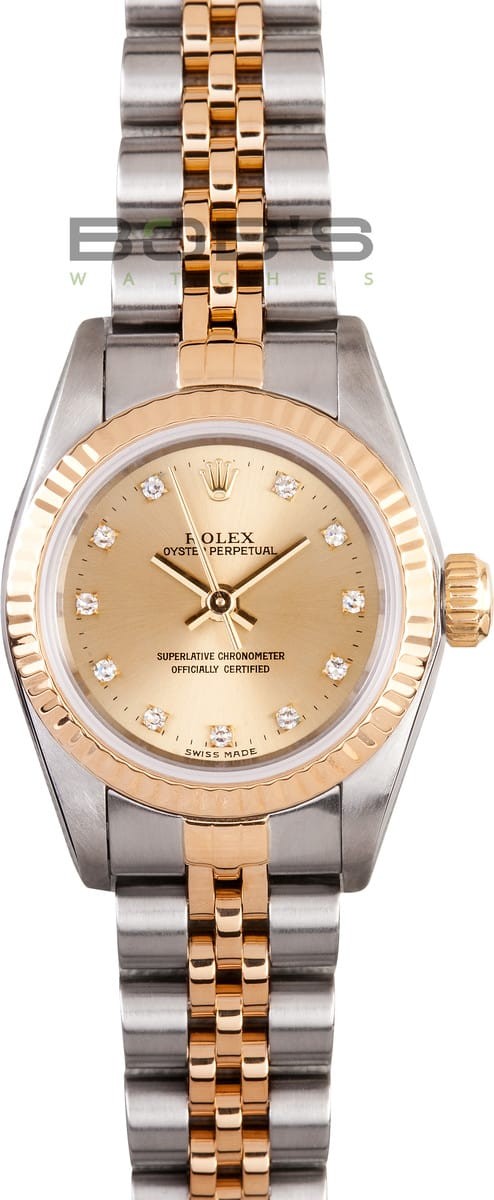 Replica Ladies Rolex Oyster Perpetual Stainless and Gold Watch 76243 WE02844