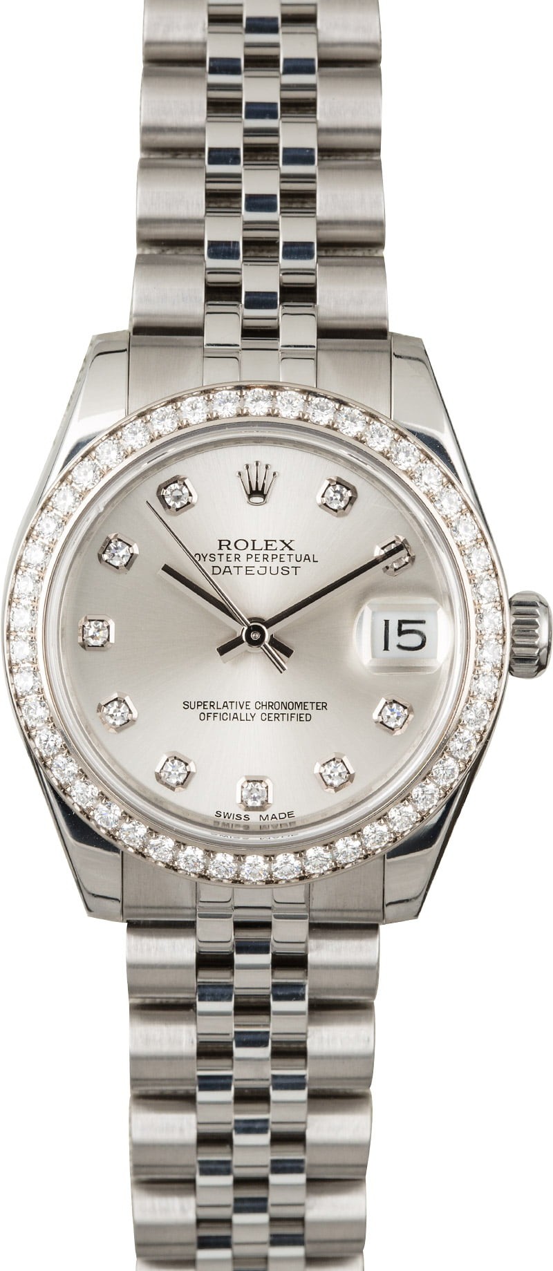 Replica Mid-Size Rolex Datejust 178384 Diamond Dial & Bezel WE01319