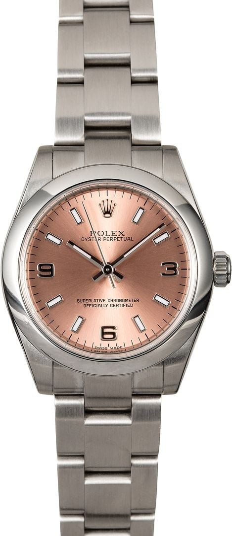Replica Midsize Rolex Oyster Perpetual 177200 Pink Dial WE01011