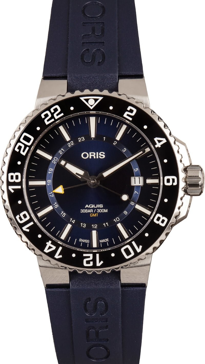 Replica Oris Aquis Date GMT Blue Rubber Strap WE04589