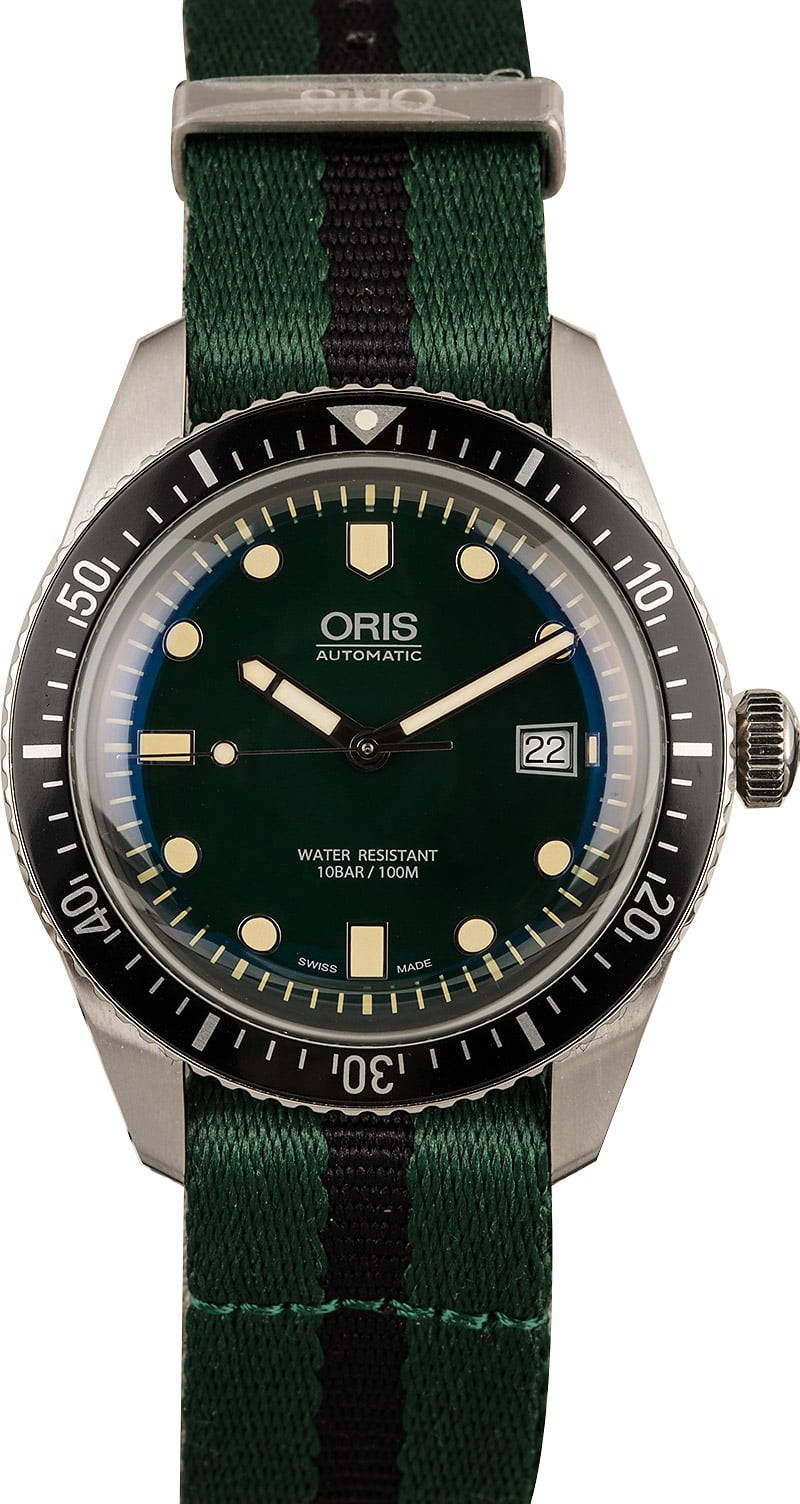 Replica Oris Diver 65 Green Dial Textile Strap WE03943