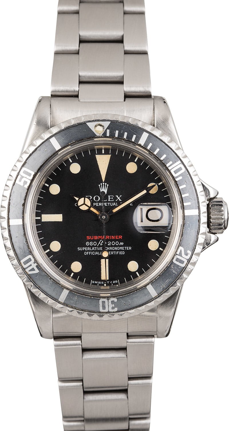 Vintage 1972 Rolex Red Submariner 1680 Matte Black"Ft First Dial" WE03369