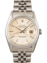 Certified Rolex Datejust 16220 Silver Index Dial WE00396