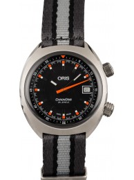 Fake Oris Chronoris Date Orange Markers Gray Textile Strap WE00748