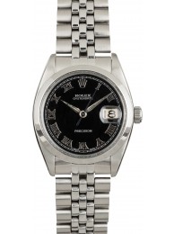 Knockoff Cheap Rolex OysterDate 6694 Black Roman Dial WE01397