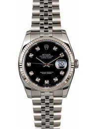 New Diamond Rolex Datejust 116234 Black Dial WE04748