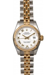 Replica Ladies Rolex Datejust 179173 White Roman Dial WE02460