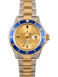 Replica Rolex Submariner 16613T Champagne and Blue Serti WE00193