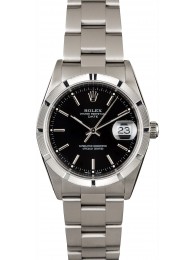 Rolex Date 15210 Black Dial with Steel Oyster WE00272