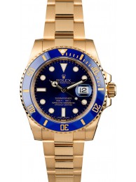 Rolex Gold Submariner 116618 Blue Dial WE02238