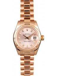 Rolex Ladies Rose Gold President 179175 Diamond Dial WE03495