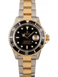 Rolex Submariner 16613 Black Dial Two Tone Bracelet Watch WE02540