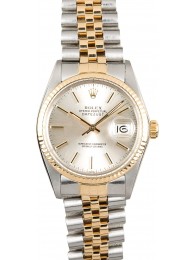 Rolex Two-Tone Datejust Silver Dial 16013 WE01500