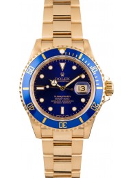 Rolex Yellow Gold Submariner 16618 Blue Dial WE01175