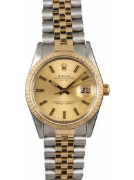 Two Tone Rolex Date 15053 Champagne Index Dial WE00504